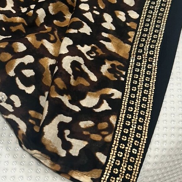 Michael Kors Leopard Print Tunic Blouse Medium Embellished Neckline - Picture 6 of 7